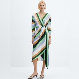 Mango SATIN STRIPED DRESS